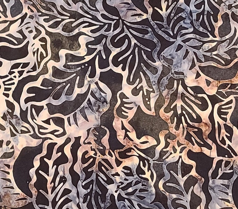 BATIK - Midnight Blue, Tan, Gray and Cream Pattern Fabric