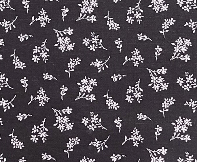 Quilters Showcase Exclusively for JoAnn Fabric & Craft - Black Fabric/ Tossed White Flower Bouquet Print