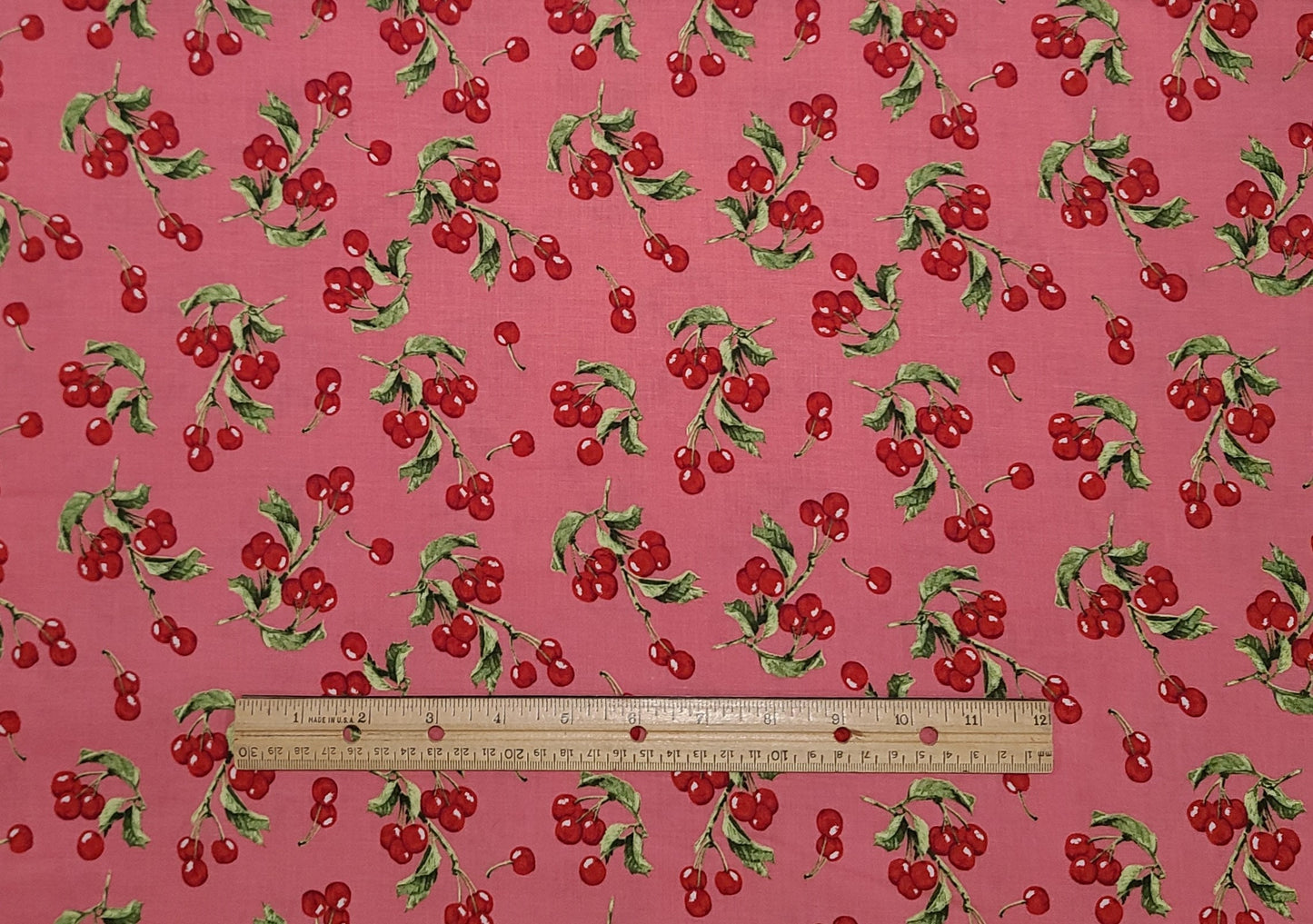 Riley Blake Design Mon Cheri by Lila Tueller 2022 Pattern #C12654 - Pink Fabric / Cherry Print