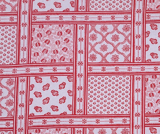 Concord Fabrics - White Fabric / Red Patchwork Print