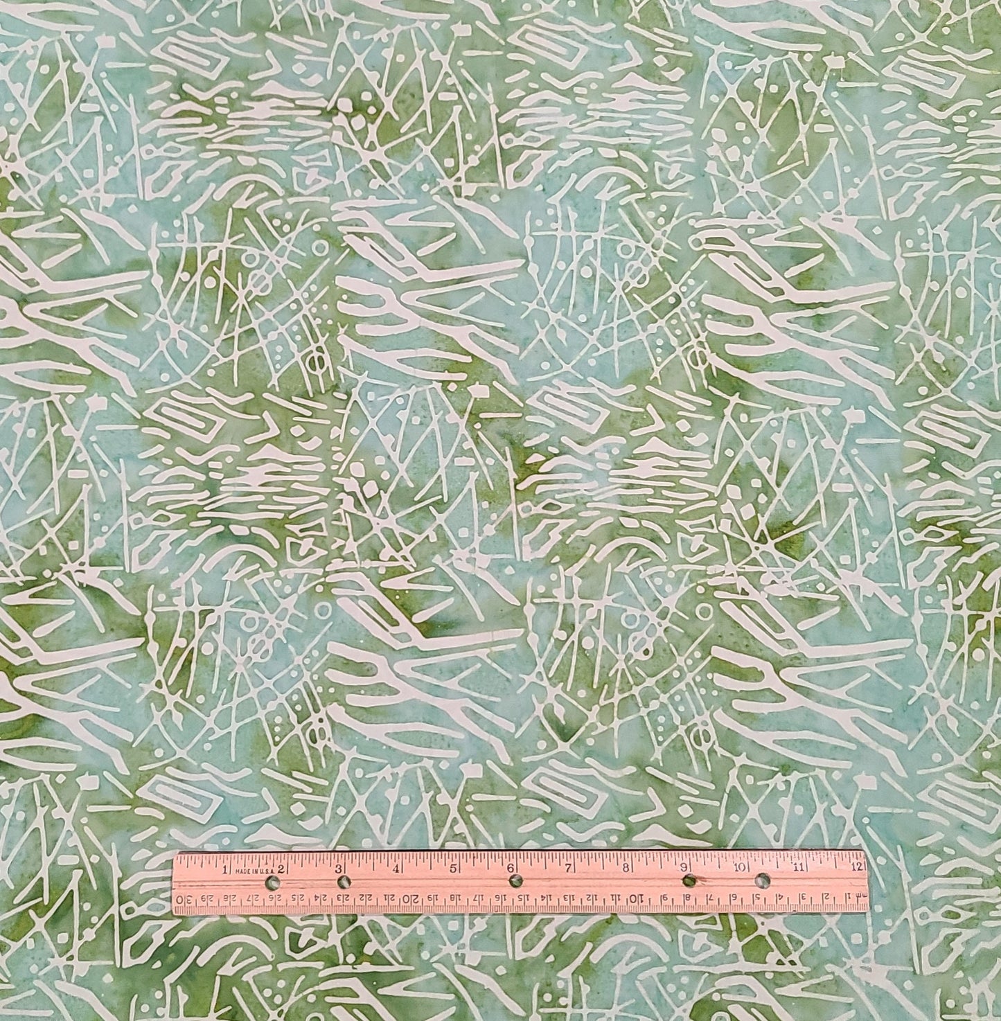 BATIK - Light Blue, Moss Green Fabric / White Pattern