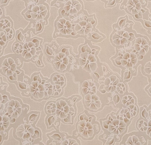 For a Lifetime by RJR Fabrics 2004 - Cream Fabric / White, Tan and Light Brown Flower Print