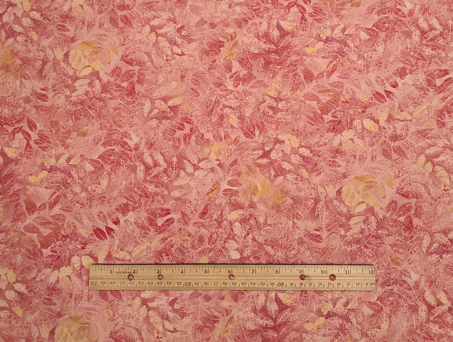 Fallen Leaves GP Creations Licensed to Wilmington Prints - Allover Pink, Dusty Rose and Gold Leaf Pattern Fabric