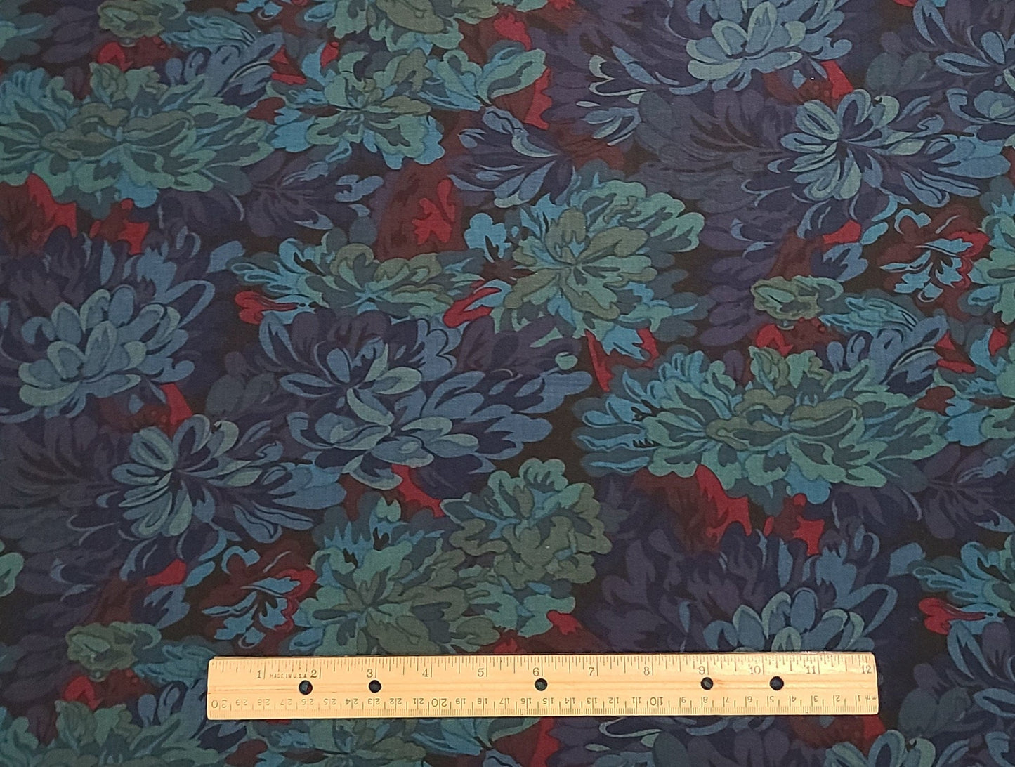 Floral Basics by Jinny Beyer for RJR Fashion Fabrics - Blue, Purple, Teal, Red Jewel Tones Allover Large Scale Flower Print