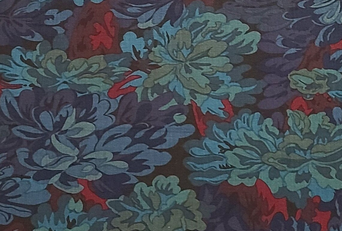 Floral Basics by Jinny Beyer for RJR Fashion Fabrics - Blue, Purple, Teal, Red Jewel Tones Allover Large Scale Flower Print