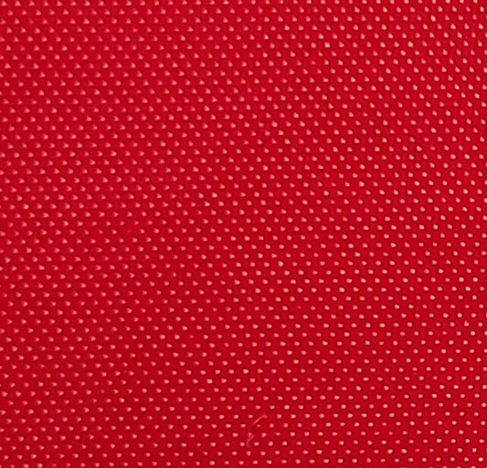 Red Fabric / Gold Metallic Pin Dot Print - Selvage to Selvage Print