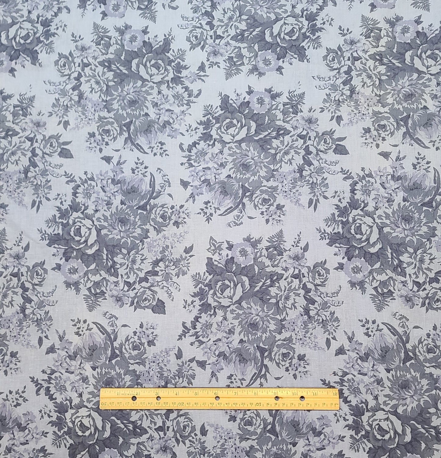 MBT Inc 108" WIDE Light Blue Fabric / Blue Multi-Tone Flower Silhouette Print