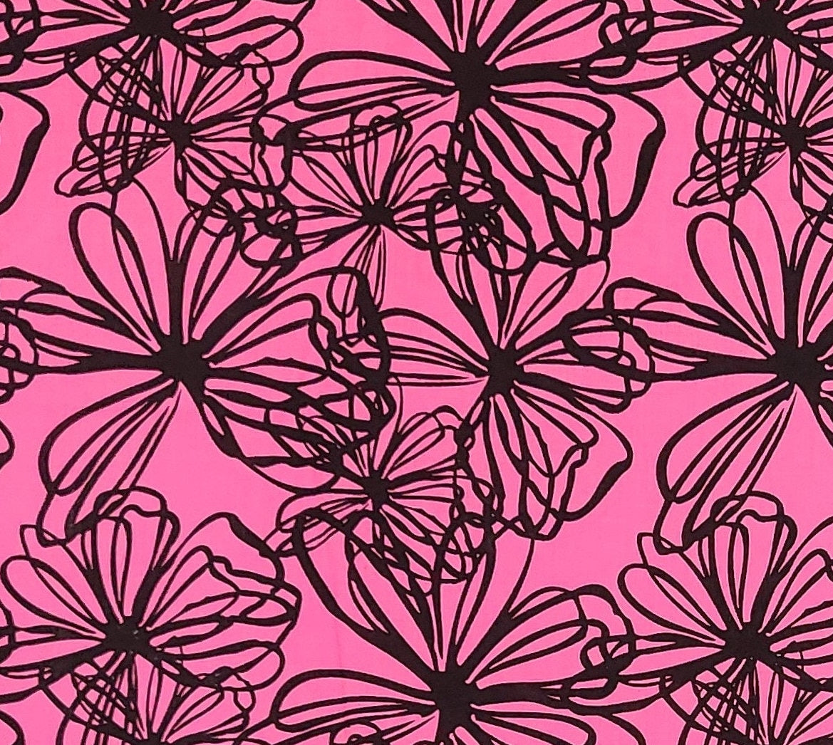 CP38373 Simply Floral Springs Creative Products Group 2010 - Bright Pink Fabric / Large Black Flower Print