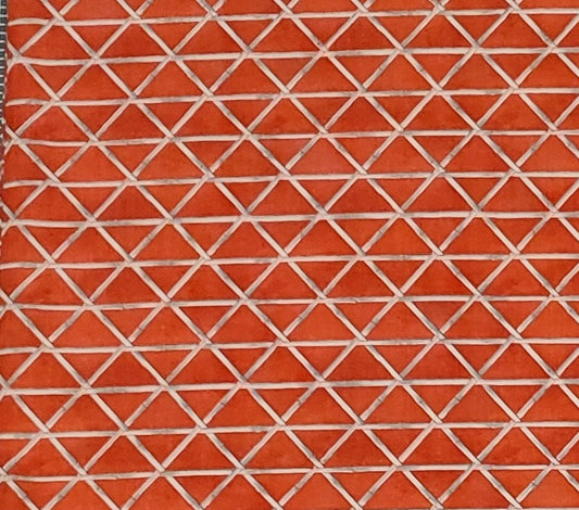 Printed in Korea for JoAnn Fabric and Craft Store - Orange and Red Tonal Fabric / Bamboo Diamond Print