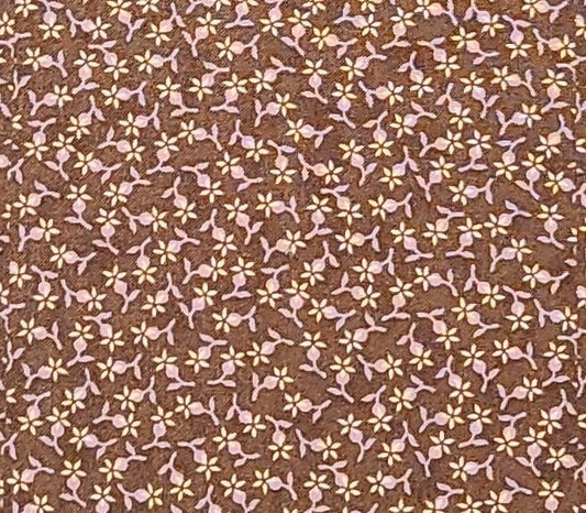 Lilac Hill by Bannock & Patek for Moda Pattern #2053 - Brown Fabric / Light Purple and Cream Small Flower Print