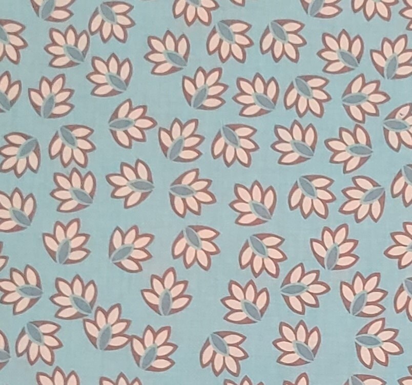 Riley Blake Designs Pattern C2802 Verona by Emily Taylor Design 2012 - Mint Green Fabric / Light Brown and Cream Flower Print