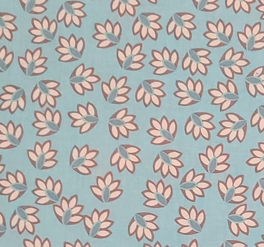 Riley Blake Designs Pattern C2802 Verona by Emily Taylor Design 2012 - Mint Green Fabric / Light Brown and Cream Flower Print