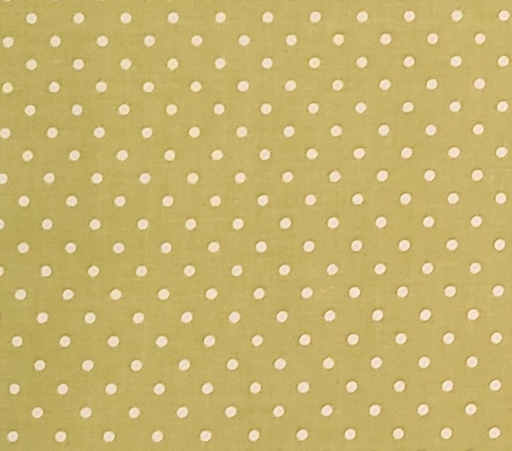 Lime Green Fabric / White Polka Dot Print - Selvage to Selvage Print