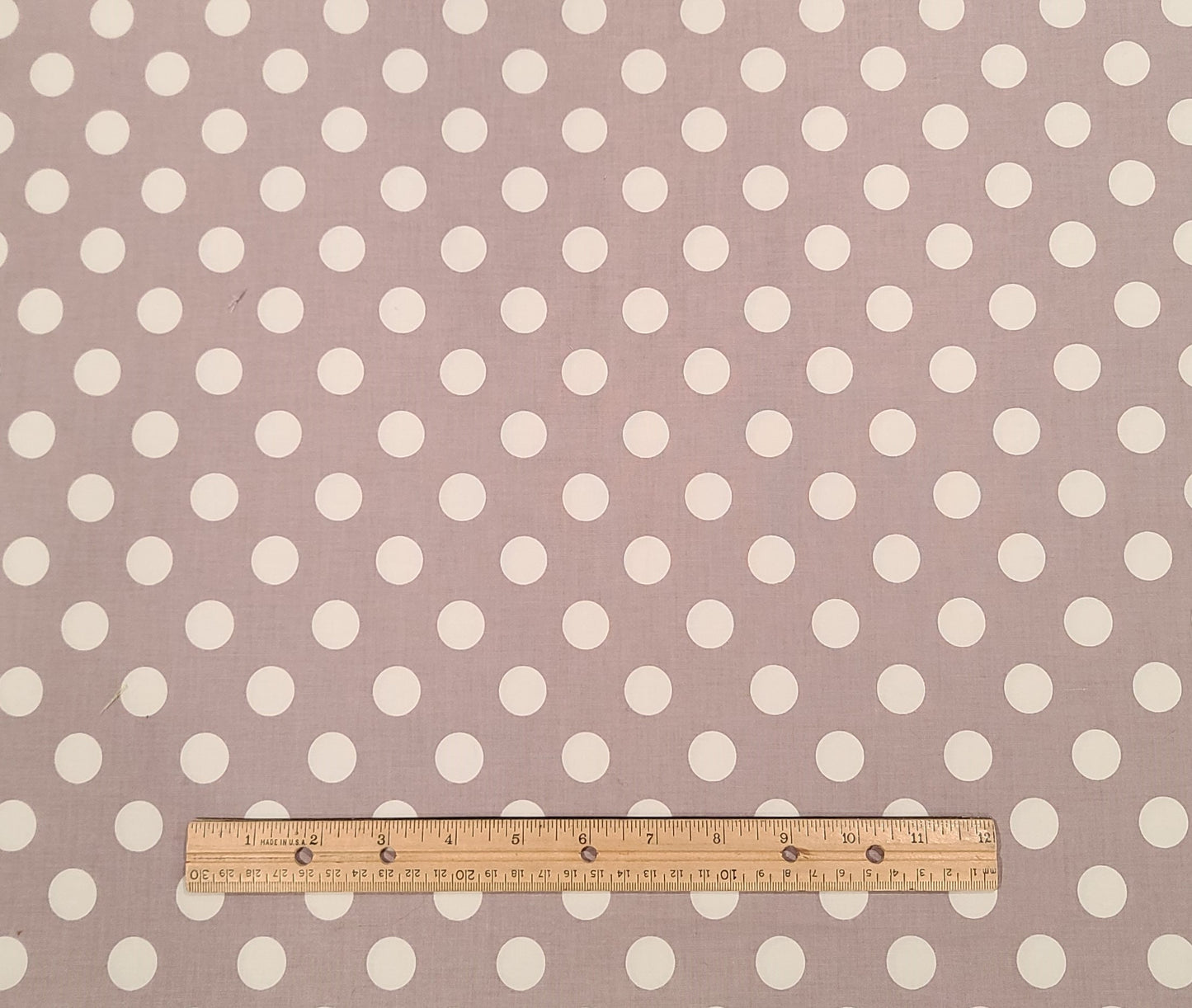 Riley Blake Designs Pattern C360 Dots by The RBD Designers - Taupe Fabric / Large White Polka Dot Print