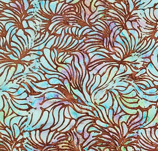 BATIK - Bright Blue, Lavender and Brown Fabric