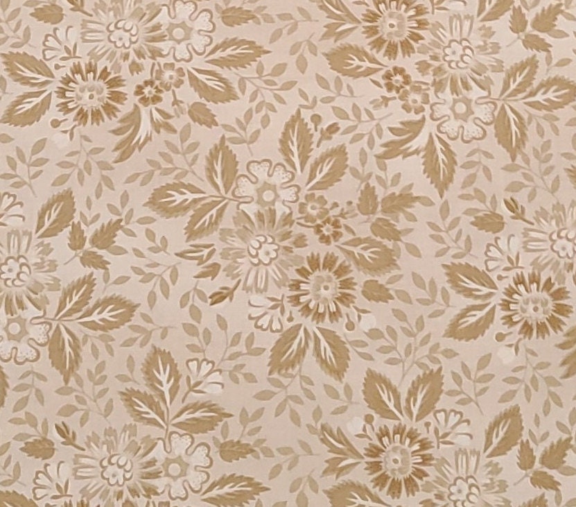 312 Winchester Tonal Floral Makower UK - Cream, Tan and Light Brown Floral Print Fabric