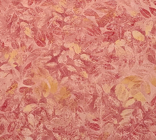 Fallen Leaves GP Creations Licensed to Wilmington Prints - Allover Pink, Dusty Rose and Gold Leaf Pattern Fabric