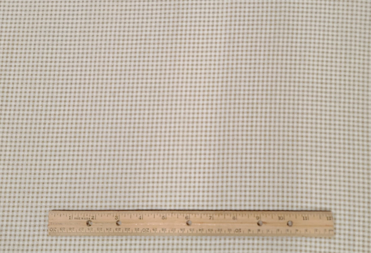 Springs Industries - White and Tan Fabric / Gingham Type Pattern