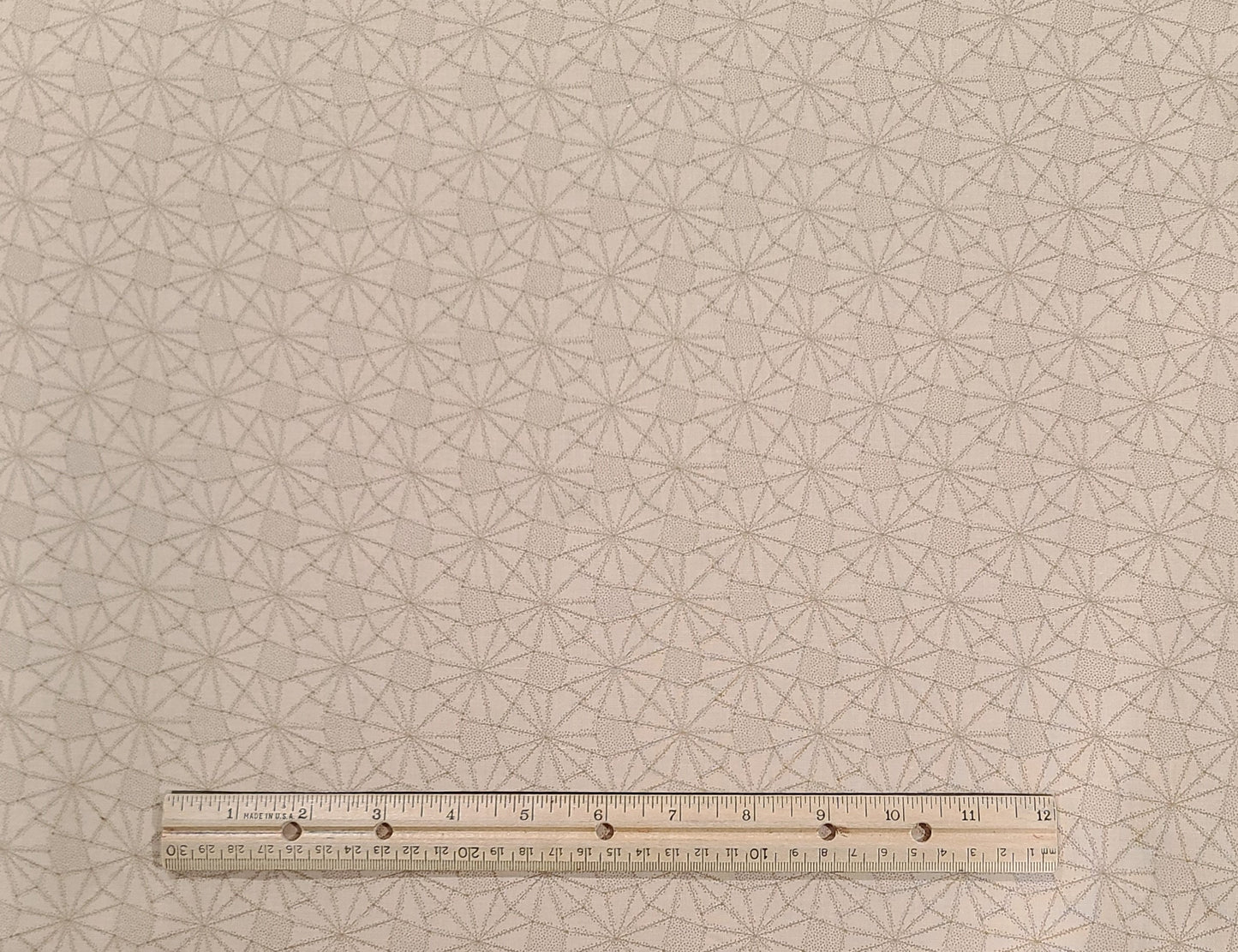 Light Tan Fabric / Tan Dot Hexagon Print - Selvage to Selvage Print