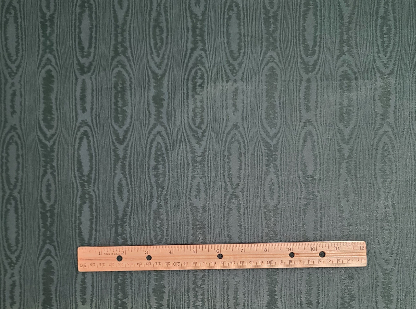 Vintage Dark Green Wood Grain Pattern Fabric - Selvage to Selvage Print