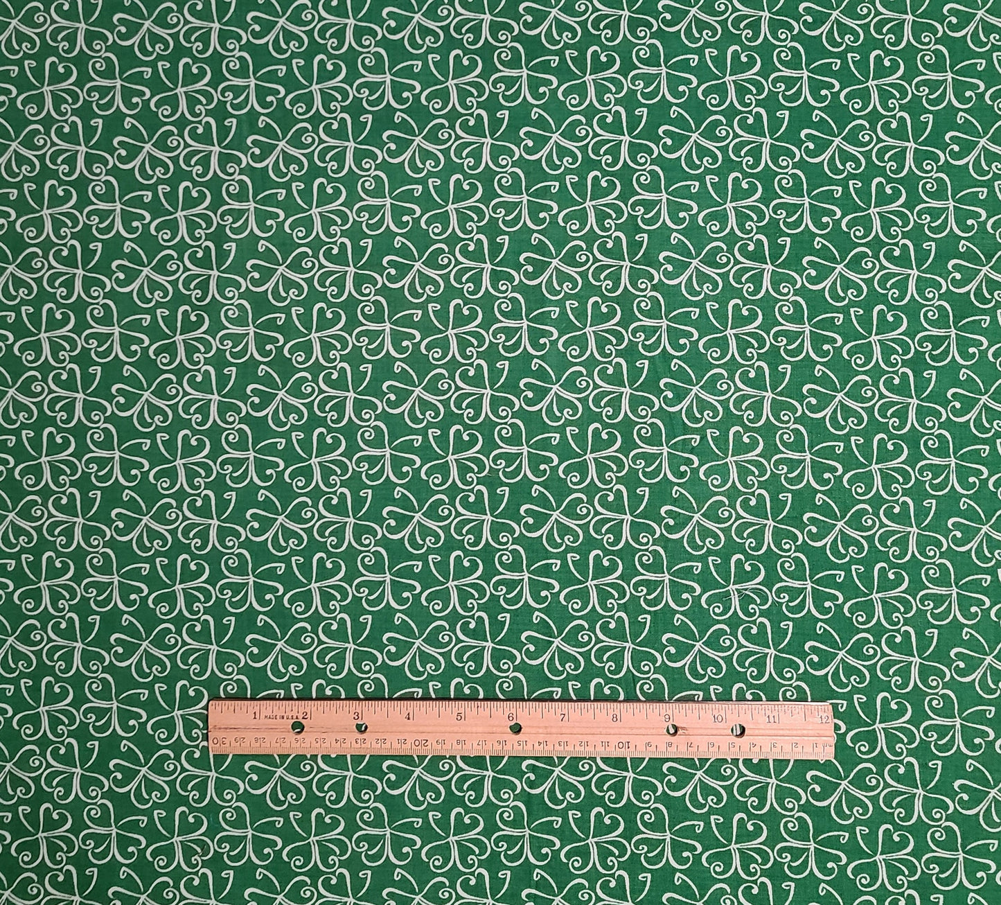 EOB - JoAnn Fabrics - Green Fabric / White Clover Print