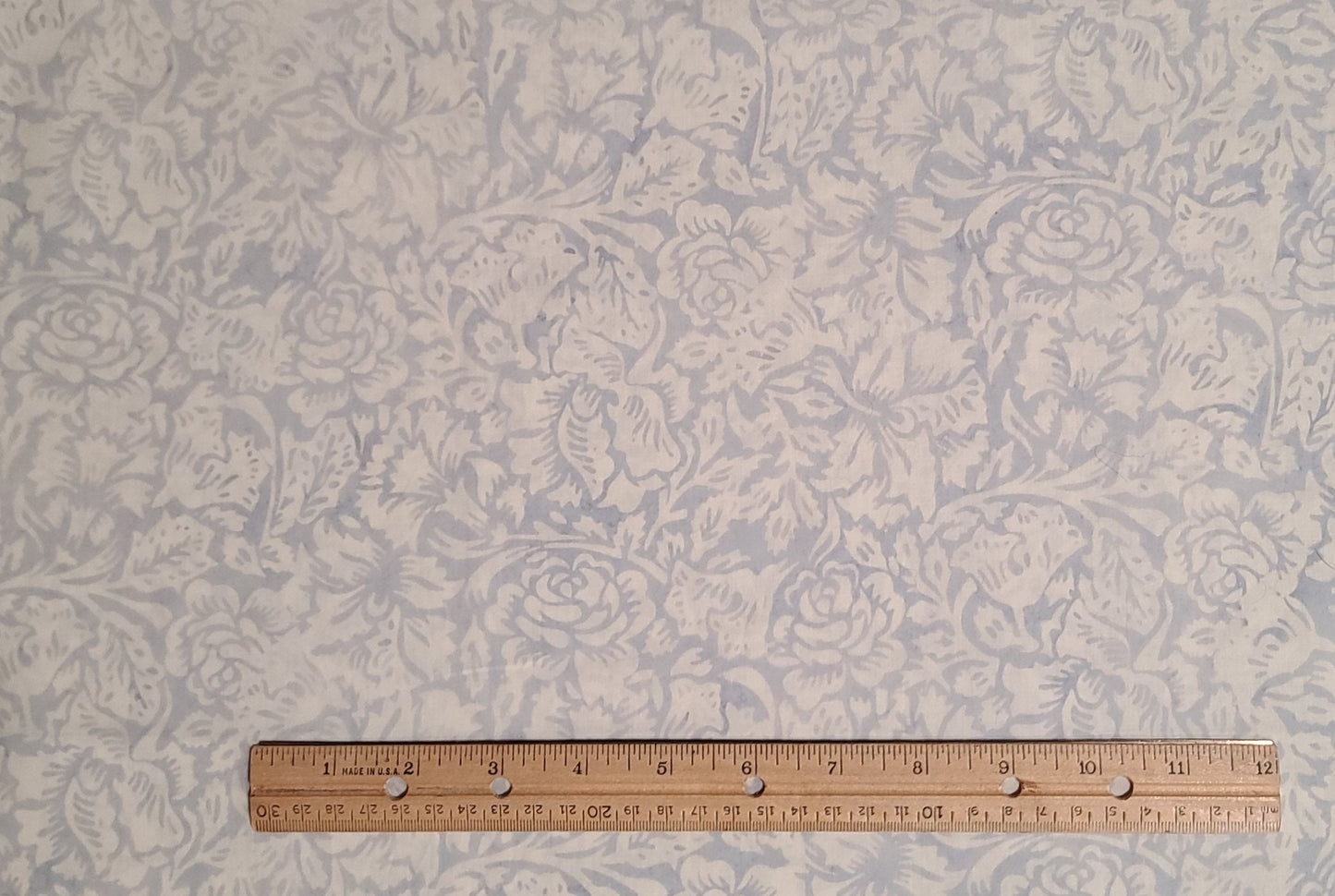 BATIK - Pale Blue Fabric / White Flower Print