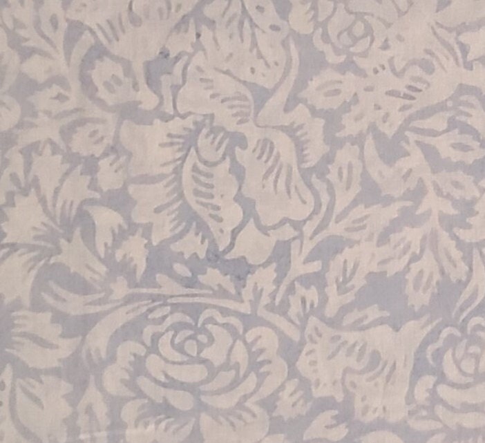 BATIK - Pale Blue Fabric / White Flower Print