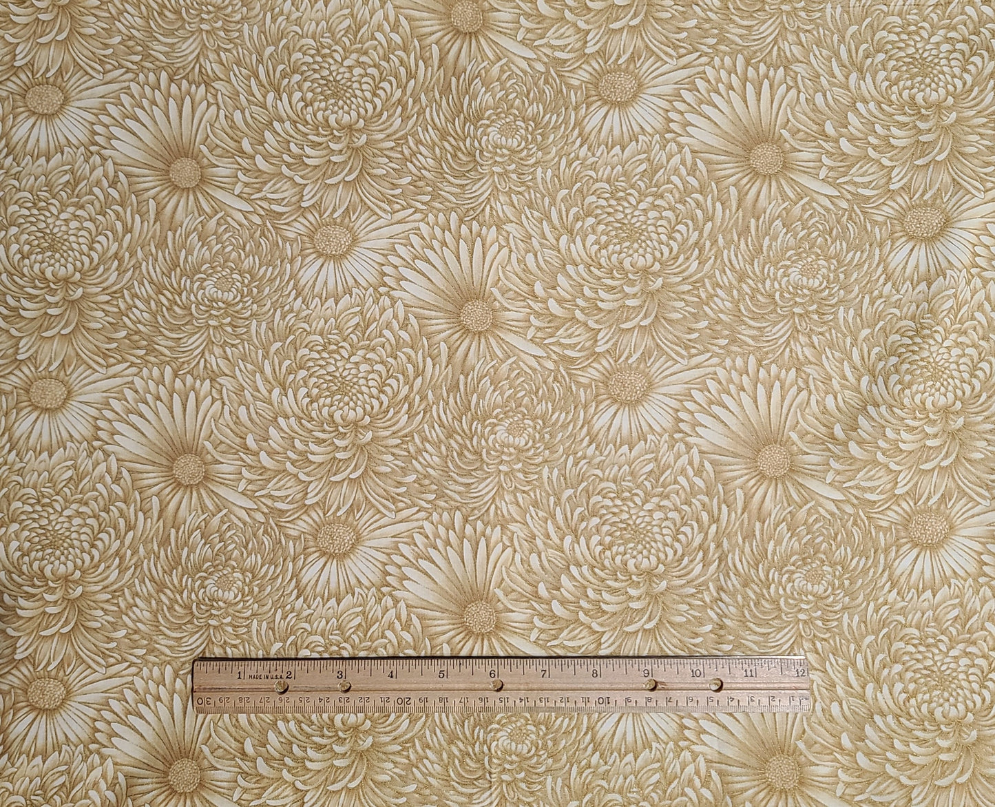 Mandarin Dynasty Style #D951 by Hoffman Californa International Fabrics - Gold Fabric / White Flower Print / Gold Metallic Accents