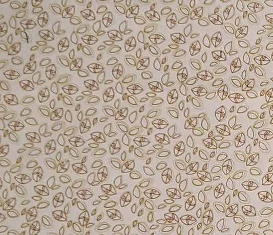 EOB - SEI for Robert Kaufman Dill Blossom Screen Print D#9745 - Cream Fabric / Pale Green and Brown Leaf Print