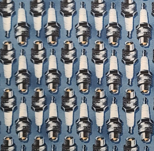 Windham Fabrics Presents "Retro Biker" by Rosemarie Lavin Design Pattern No 35516 - Medium Slate Fabric / Spark Plug Print