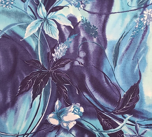 Hoffman International Fabrics - Blue Tonal Floral Print Fabric