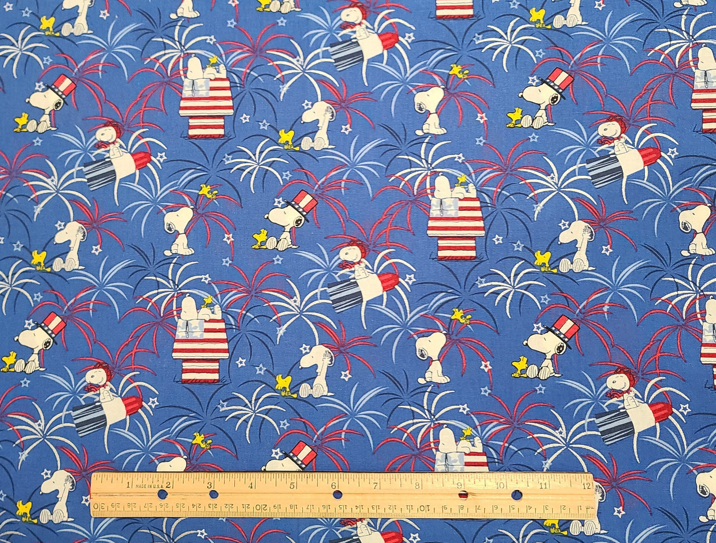 CP69333 Snoopy Fireworks with Metallic 2017 Peanuts Worldwide LLC Springs Creative Products Group - Medium Blue Fabric