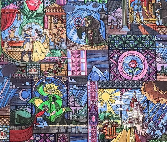 CP64036 Belle Stained Glass Disney for Springs Creative Products Group 2017 - Beauty & The Beast Stained Glass Scenes Fabric