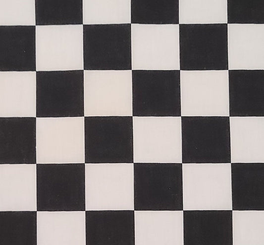 Black and White Large Checkerboard Fabric - Selvage to Selvage Print