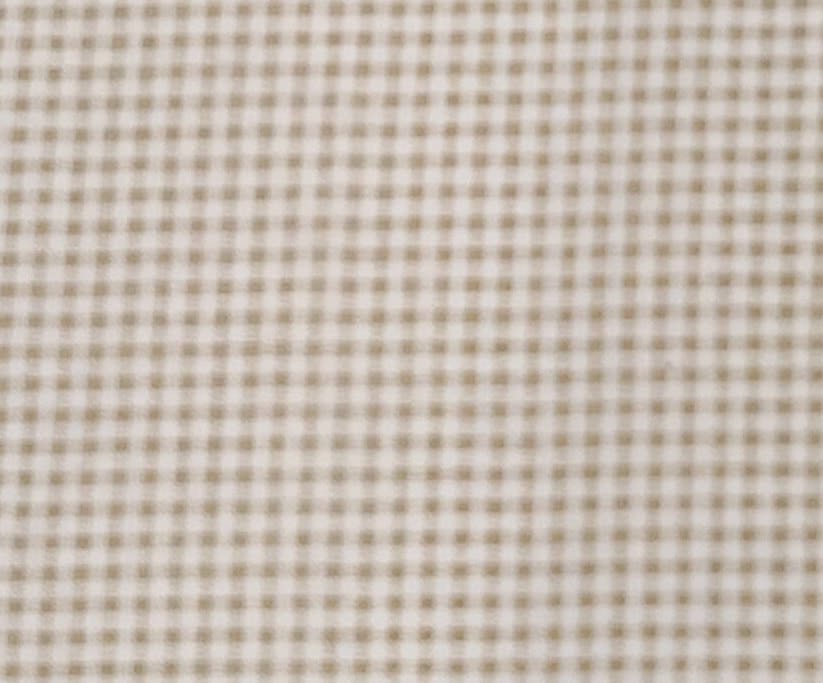 Springs Industries - White and Tan Fabric / Gingham Type Pattern