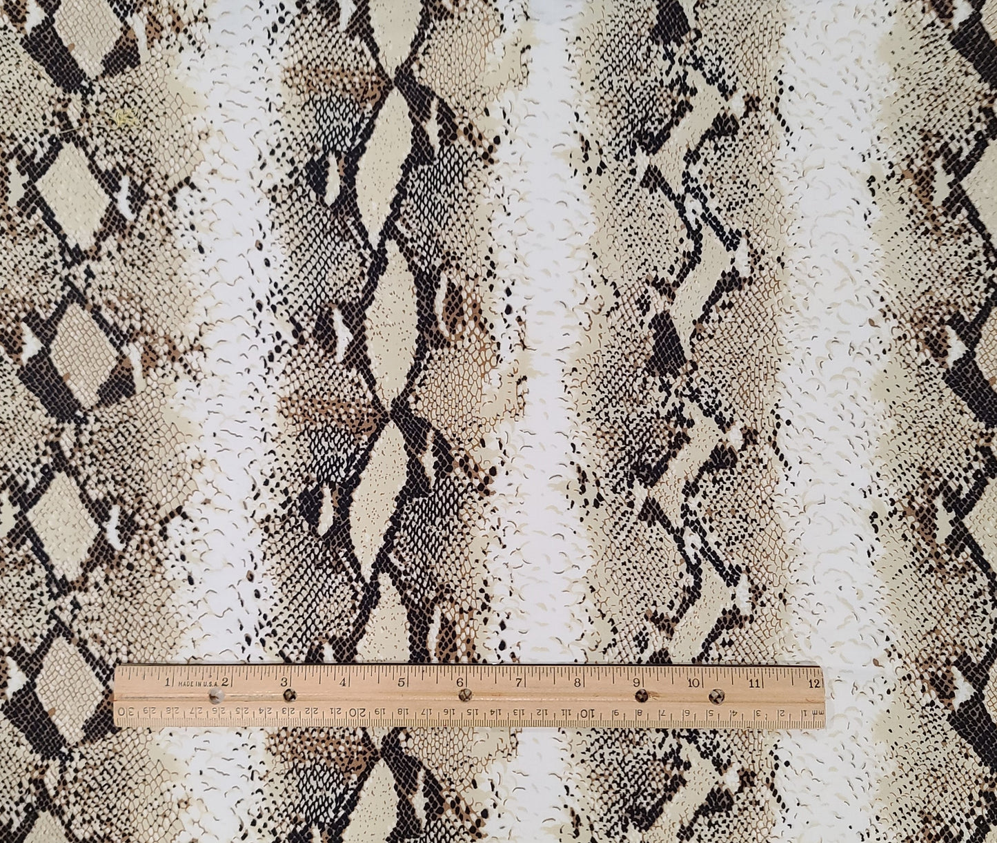 EOB - Timeless Treasures Fabrics Inc Pattern WILD-C2402 - White, Cream and Brown Snakeskin Print Fabric.