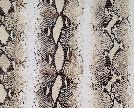 EOB - Timeless Treasures Fabrics Inc Pattern WILD-C2402 - White, Cream and Brown Snakeskin Print Fabric.