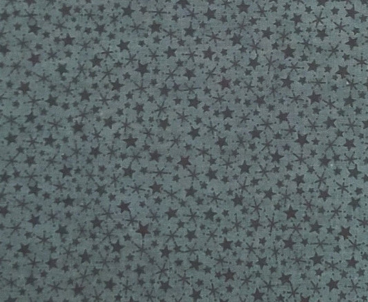 Dark Green Fabric / Scattered Black Star Print