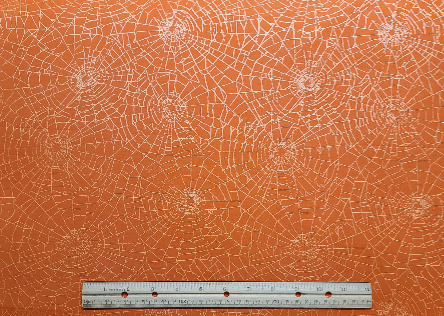 Web of Roses by Jera Brandvig for Maywood Studio Spider Webs Metallic - Orange Fabric / Gold Metallic Web