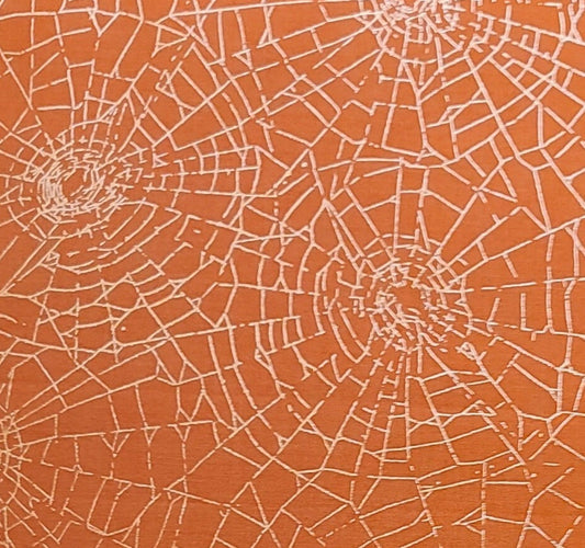 Web of Roses by Jera Brandvig for Maywood Studio Spider Webs Metallic - Orange Fabric / Gold Metallic Web