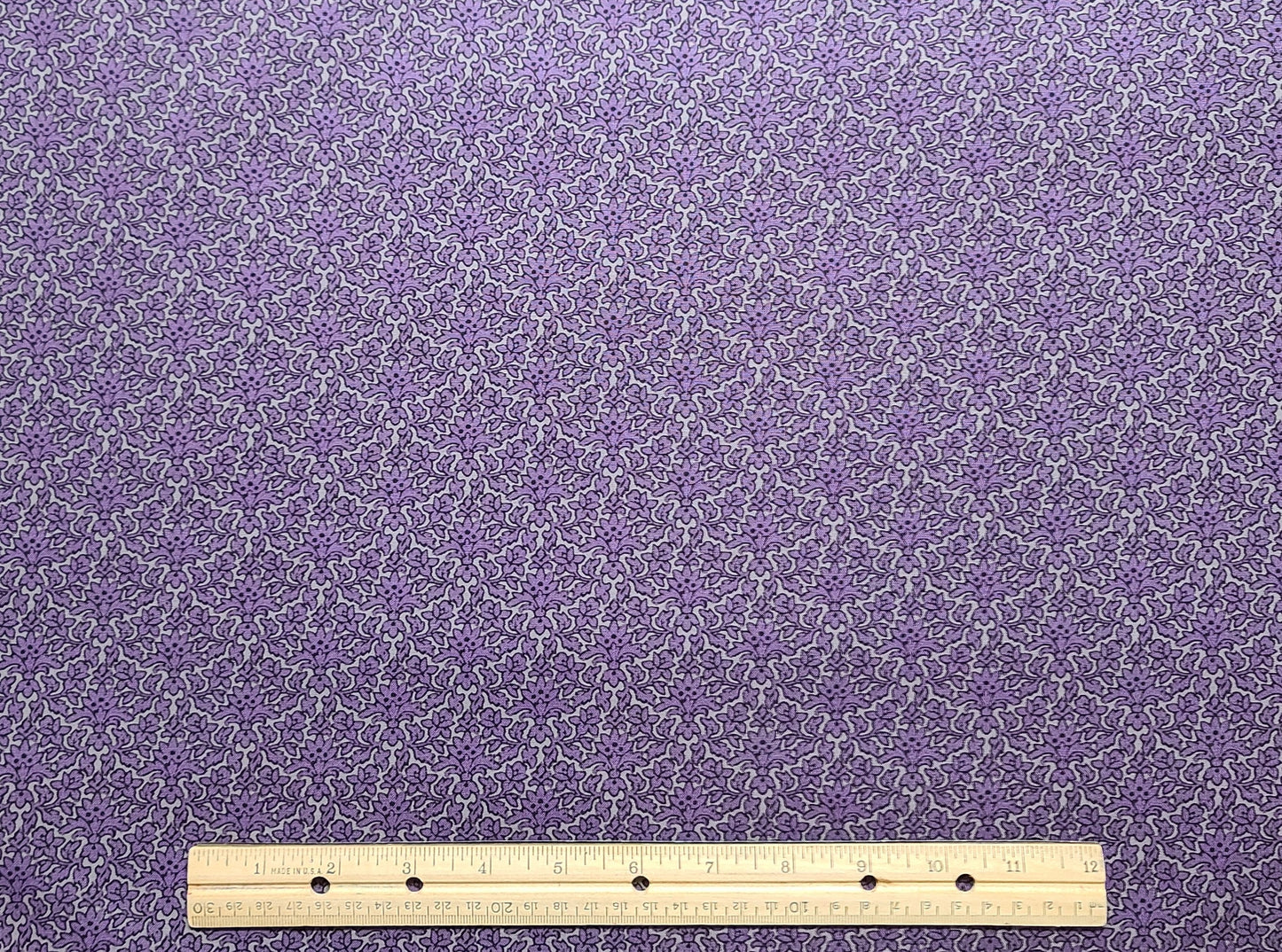 Web of Roses by Jera Brandvig for Maywood Studio Damask Purple - Gray Fabric / Allover Purple Flower Print