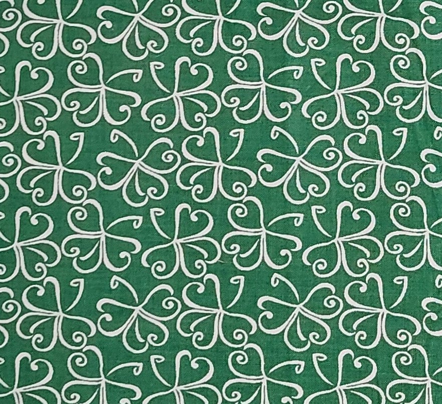 EOB - JoAnn Fabrics - Green Fabric / White Clover Print