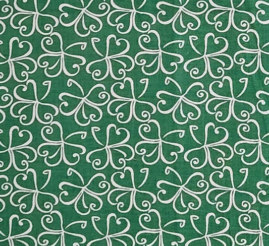 EOB - JoAnn Fabrics - Green Fabric / White Clover Print