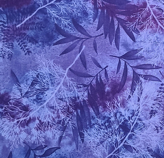 Timeless Treasures Fabrics Inc Patt#FERN-C6323 - Violet / Purple Tonal Fern Leaf Print Fabric