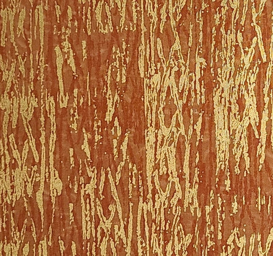 Harvest Dance Geisha by Lonni Rossi for Andover Fabrics PATT#3268 - Rust Tonal Striated Stripe Fabric / Gold Metallic Accents