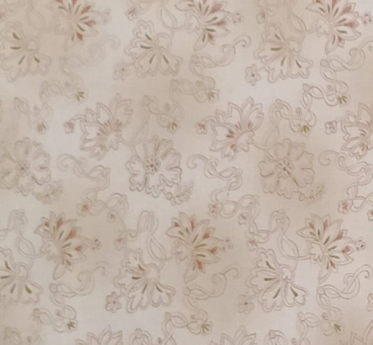 Love Is by Nancy Halvorsen Style 3729 - Cream and Tan Tonal Fabric / Rust, Olive Green Floral Print