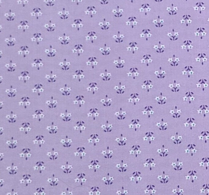 EOB - Lavender Fabric / White, Purple and Teal Ditsy Flower Print - Selvage to Selvage Print