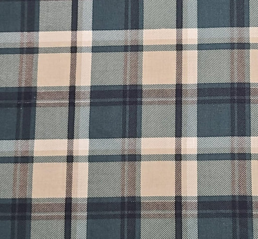 New Century Fabrics Cranston Print Works - Green, Tan Plaid Fabric