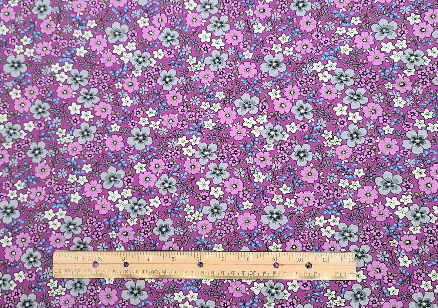 EOB - Creating New Traditions by Fabric Traditions 2013 - Royal Purple Fabric / Lavender, White, Gray, Bright Blue Flower Print