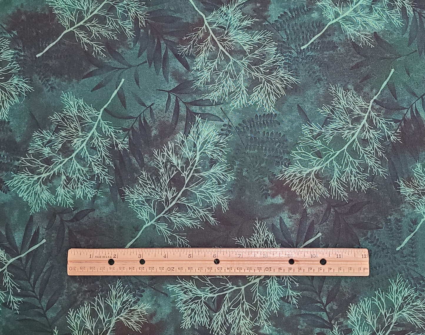 Timeless Treasures Fabrics Inc Patt#FERN-C6323 - Dark Green Tonal Fern Leaf Print Fabric